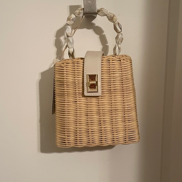 Antik Kraft Handbags - Antik Kraft Tan Woven Mini Bag with Cream Strap